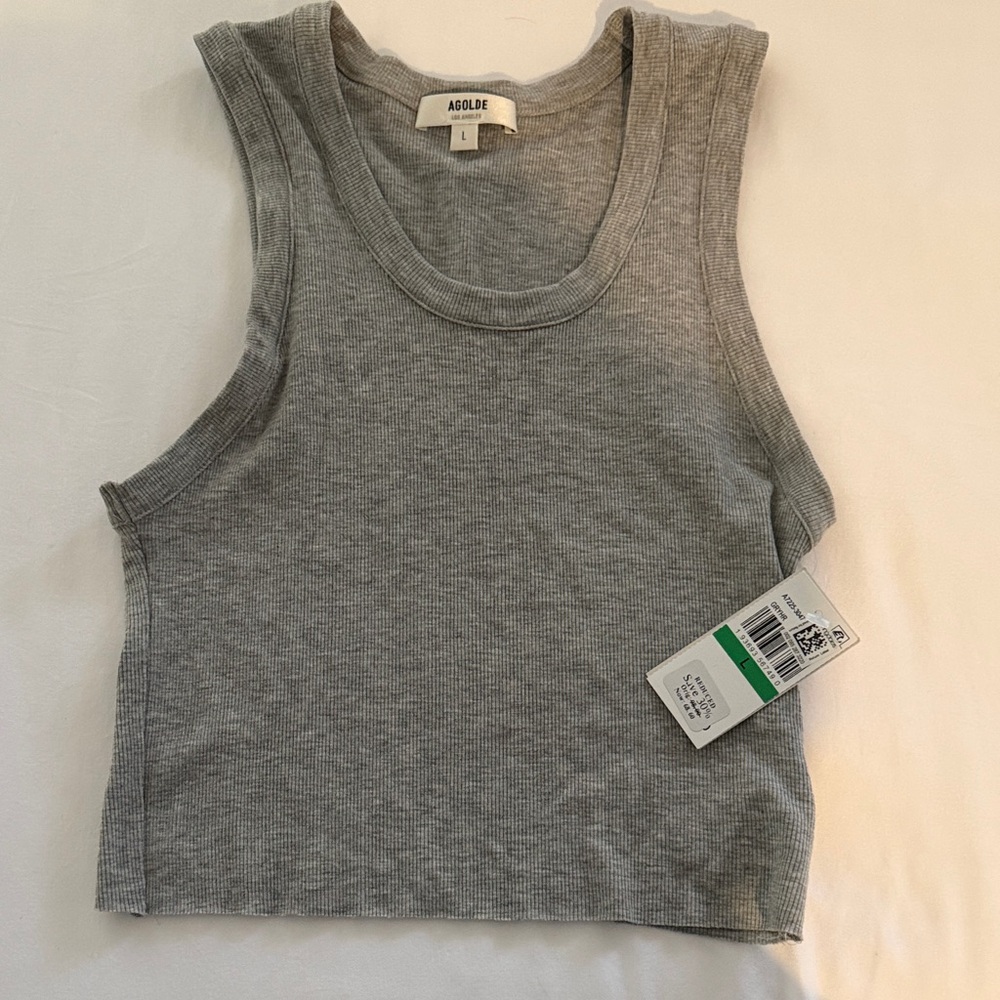 Agolde Heather Gray Ribbed Cropped Tank